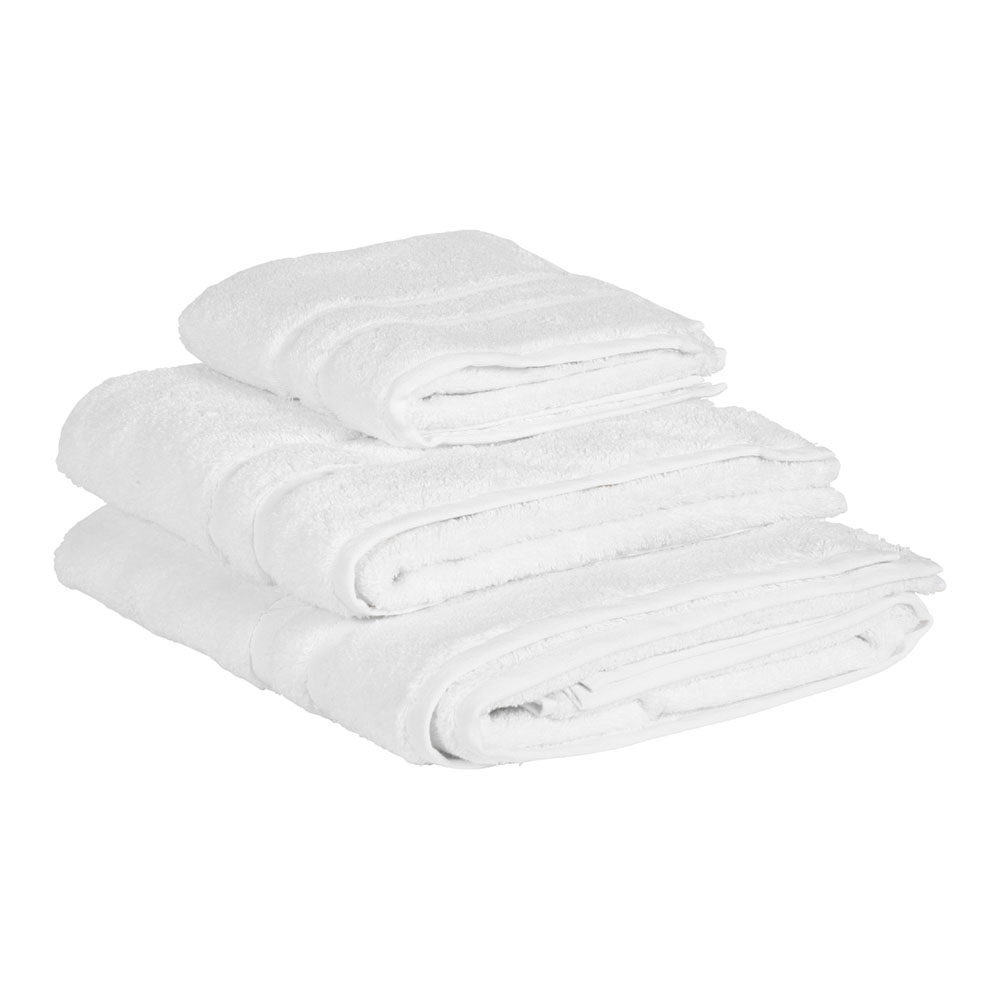 White Egyptian Cotton Towels Feather & Black