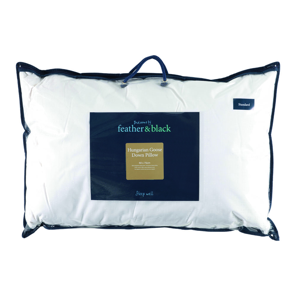 Hungarian Goose Down Standard Pillow Feather & Black
