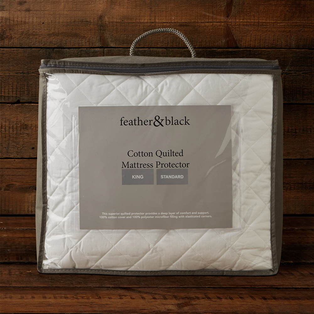 Cotton Quilted Mattress Protector Feather & Black
