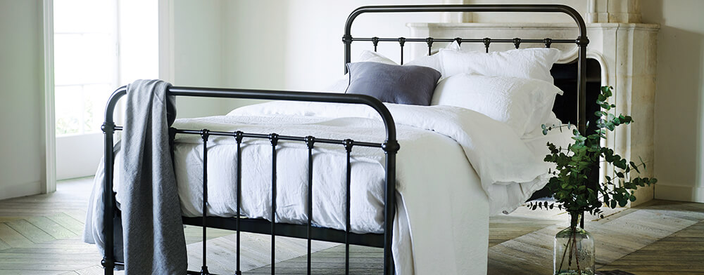 Feather and black online bed frame