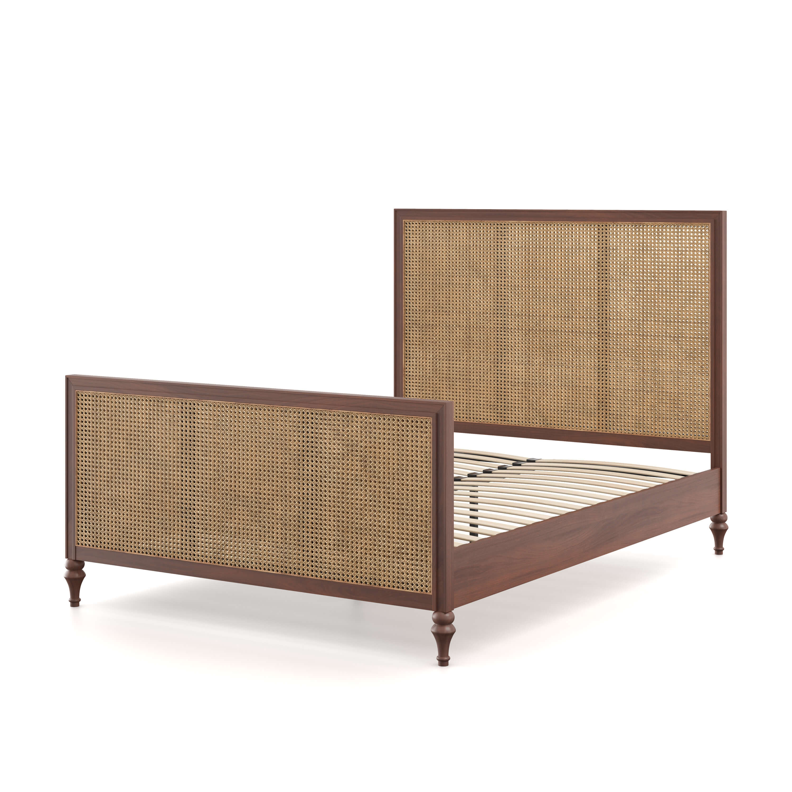 Vintage Rattan Bed Feather & Black